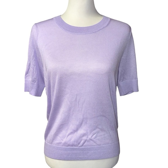 J. Crew Lavender Silk Blend Short Sleeve Crewneck Sweater sz Medium new nwt - Picture 2 of 10